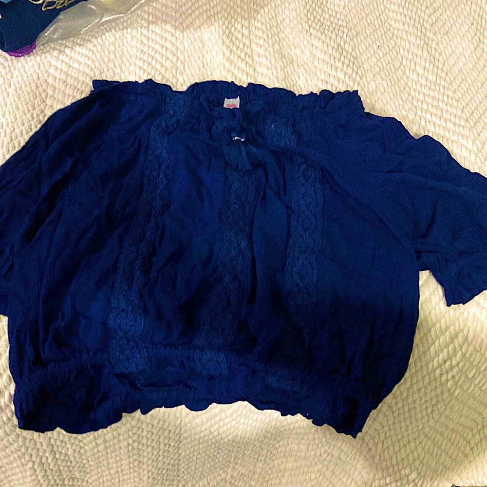 Justice navy blue crop top 14/16